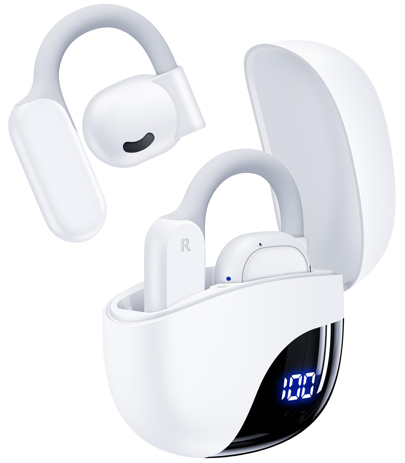 AI Translation Earbuds Real Time Languages Translator Ear Buds Audifonos Traductores Inglés Español for Travel Business Meeting Learning White