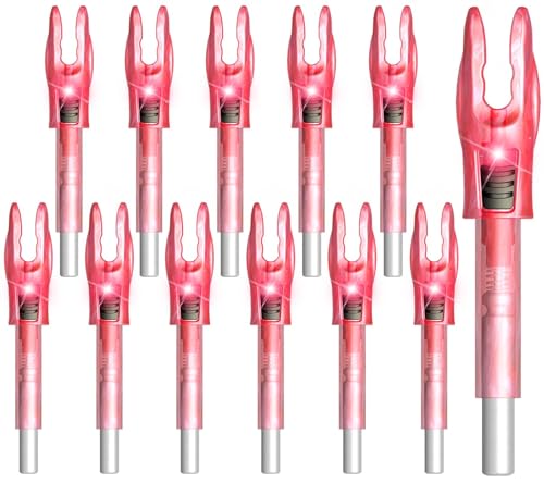 XHYCKJ 12PCS G Lighted Nocks for Arrows with .165 .204 .233 .244 .246 Inside Diameter Bolts with X, H, S, GT Bushings (12, Red)