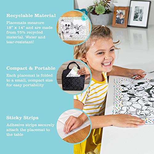 Image of Disney Baby by J.L. Childress ColorMe Disposable Placemats - Stick on Disposable Placemats for Baby, Toddlers, & Kids, Travel Coloring Activities, Sticky Child Table Mat - 24 Pack, Mickey & Friends