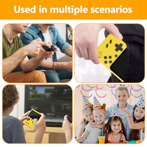 NHQZ Handheld Spielkonsole Retro Handheld Retro Spielekonsole Spielekonsole für Unterwegs mit 500 Klassischen Video Spielen Arcade Console für Kinder und Erwachsene (Gelb)