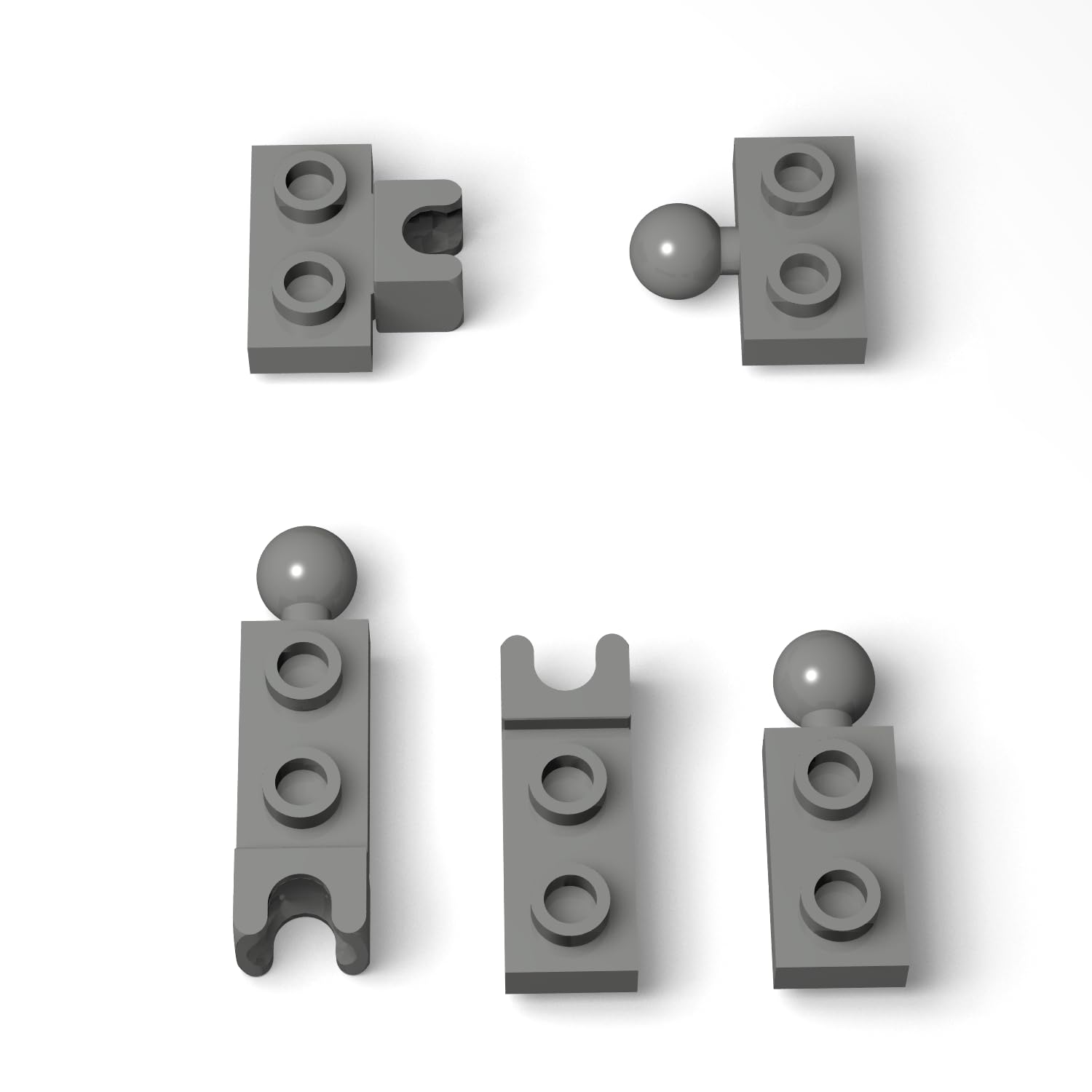 105 Piece Classic Building Gray Ball Joint Plate Bulk, 5 Sizes Model Ball and Socket Joints, Compatible with Lego Parts and Pieces(Dark Gray)