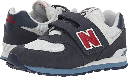 Image of New Balance Kid's 574 V1 Hook and Loop Sneaker, Navy /Red, 12.5 W Little Kid (4-8 Years)