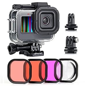 SOONSUN Waterproof Case for GoPro Hero 11 / 10 / 9 Black with 4-Pack Diving Filter – 60M Underwater Protective Housing…