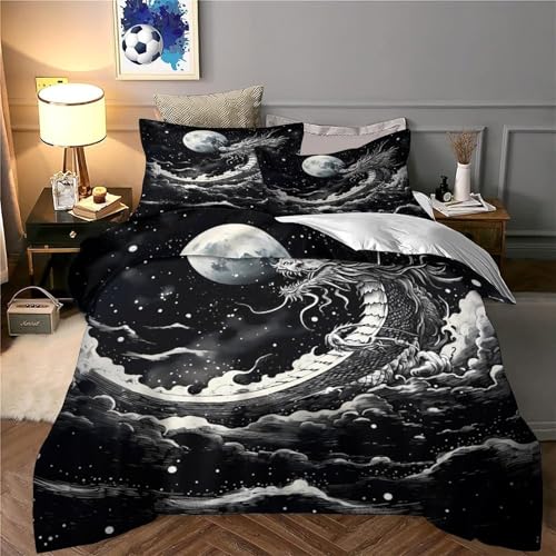 Housse de couette dragon mythique lit 140x200cm effet 3D - 6