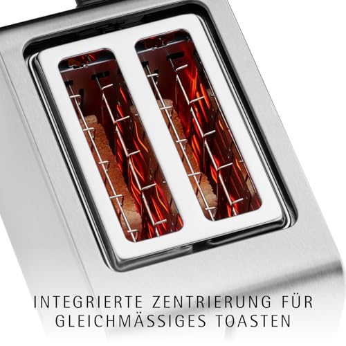 WMF Stelio Toaster 2 Scheiben Edelstahl, Doppelschlitz Toaster mit Brötchenaufsatz, Bagel-Funktion...