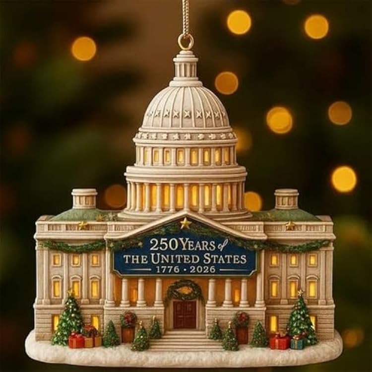 US 250th Anniversary Ornament Unique 250 Years of The United States Commemorative Hanging Decor for Christmas Tree 2D Acrylic Collectible Keepsake Gift for Patriots & History Lovers