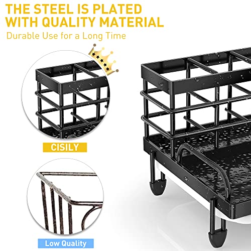 Cisily Kitchen Sink Caddy Organizer, Rustproof Non-Slip Soap Dish Dispenser Brush, Sponge Holder For Kitchen Sink, Kitchen Organization And Storage, Home Essentials Accessories（Matte Black） #TOP3