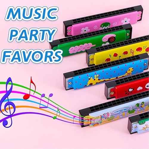 Image of SNAPTRON Harmonica Set of 18 - Cartoon Themed Musical Instrument Toys for Kids, Multicolor, 6 Keys, Perfect Return Gifts for Birthday Parties