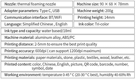 PEKOKO Handheld Printer Portable Mini Inkjet Printer Color Barcode Printer 1200dpi Wireless