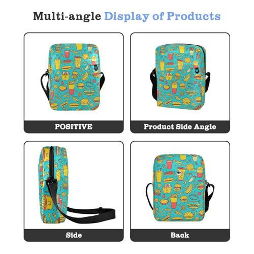 Crossbody Bag Food-inspired Pattern Color Turquoise Messenger Bag for Women Men Purse Shoulder Bag Satchel Bag with Adjustable Strap 214B80474