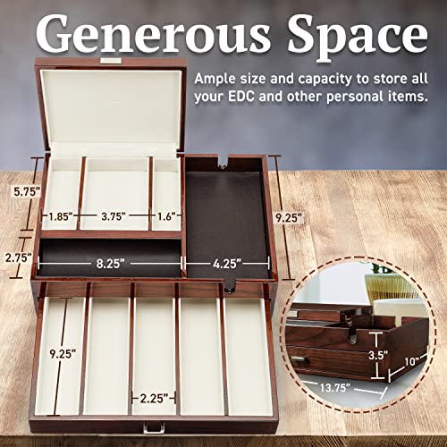Houndsbay Admiral Dresser Valet Box & Mens Jewelry Box Organizer - Watch Box Organizer For Men With Large Smartphone Charging Station (Mahogany On Solid Ashwood) #TOP6