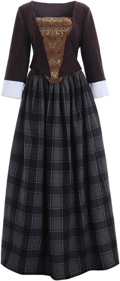 Women's Scottish Highland Dress Claire Fraser Cosplay Costume Dress from Outlander