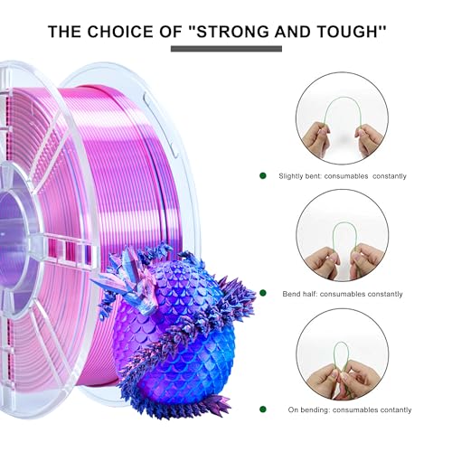 Image of iBOSS Silk PLA Plus Filament 1.75mm+ /-0.02mm, Silk Dual Color Blue Red 3D Printer Filament, Shiny Coextrusion PLA+ Filament, Color Change Filament 3D Printing Filament 1kg /2.2lb, Silk Red Blue