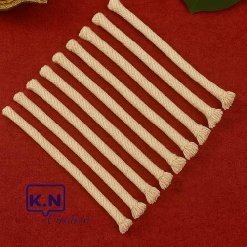 Image of K.N Creation Akhand Jyot Diya Wicks, Long Twisted Cotton Wicks for Pooja, Long Batti for Akhand Jyot, Akhand Jyothi Diya Batti, Deepak Batti for Oil Lamp 15.25 cm (Pack of 12)