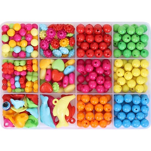 Image of Ambitieux DIY Bracelet Making Kit for Girls - 12 Types Colorful Beads with Charms, Elastic Thread, Earrings, Clasps & Rings - Jewellery Craft Kit for Kids, Birthday Return Gift, Rakhi Special Set for 2 3 4 5 6 7 8 9 10 years (8 mm opaque)