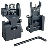 Socpuro Flip Up Front and Rear Sights, Fiber Optic Iron Sight Backup Sight with Green & Red Fiber Optics Dots