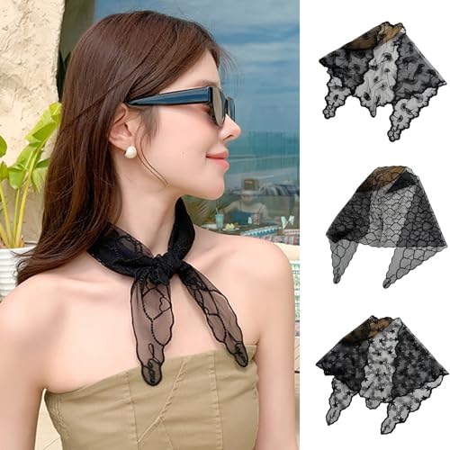 Floral Bandana Hairscarf Head Wrap Handmade Headwear Headscarf Elegant Lacework White Laciness4