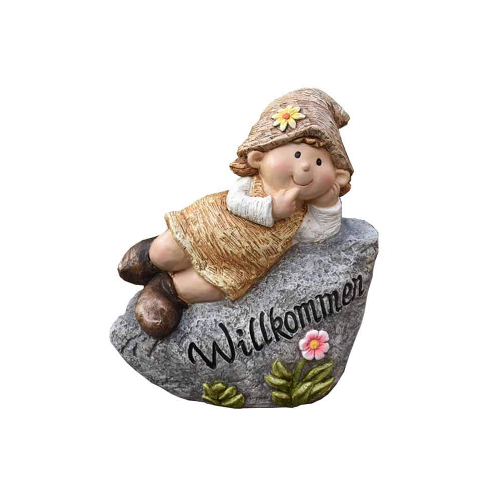 Statue de fille bienvenue jardin d'elfes le cadeau de pendaison de crémaillère