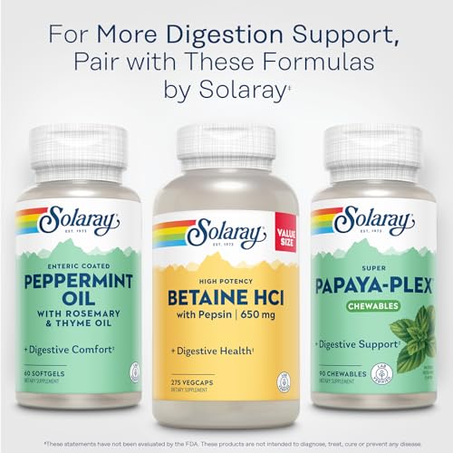 Image of Solaray High Potency Betaine HCL with Pepsin - Hydrochloric Acid Supplement for Digestive Health - with Betaine Hydrochloride and Digestive Enzymes - Gut Health Support - 60-Day Guarantee, 275 VegCaps