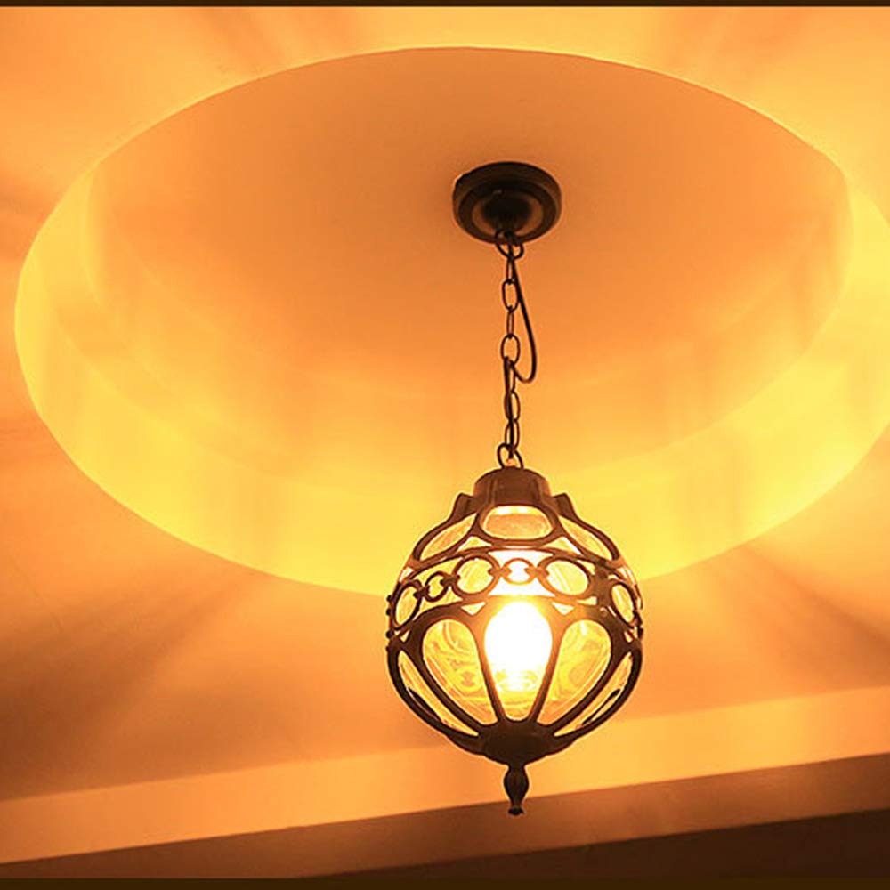 Mengjay Lampa wisząca E27, czarna, retro, IP44, stil vintage, przemysłowe, żelazo, oświetlenie sufitowe, wodoszczelna, do pavilonu, willi, loftu, żyrandol, lampa zewnętrzna
