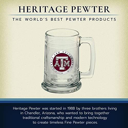 Heritage Pewter Texas A&M Stein Glass | 15 Ounce German-Style Beer Glass | Intricately Crafted Metal Pewter Alma Mater Inlay #TOP4