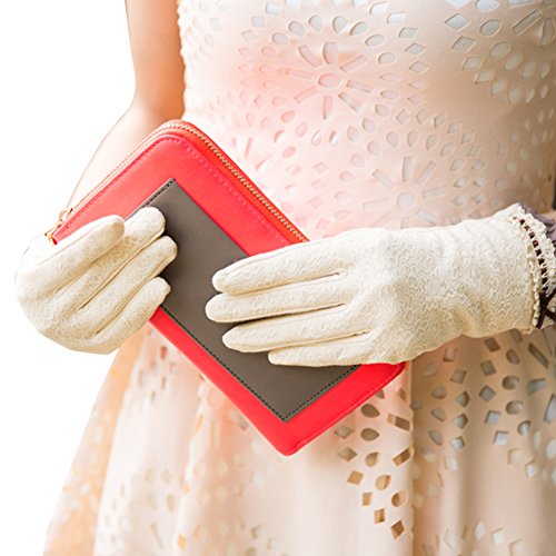 Nappaglo Women's Lace Sunscreen Driving Gloves Touchscreen Outdoor Bowknot for Summer UV Protection