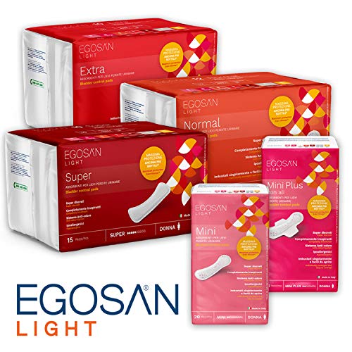 Egosan Extra Anti-Leak Control Feminine Pads for Women, Soft, Super Discreet, Hypoallergenic with Odor Control, Form-Fitting, Case/120 (12 Bags of 10, Length-Long)