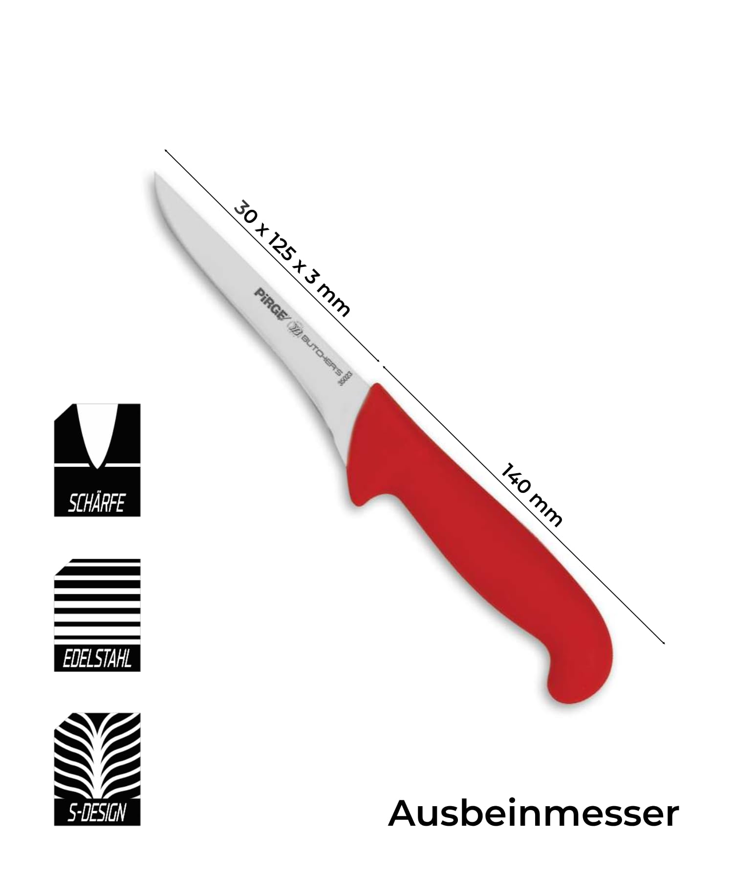 Pirge Set di coltelli da macellaio, 6 pezzi: mannaie - coltello per disossare - acciaio per affilare - coltelli da cucina professionali in acciaio inossidabile - design ergonomico