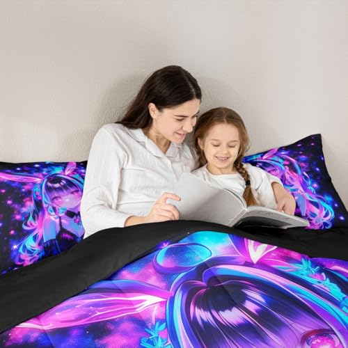 Image of Erosebridal 3D Mushroom Girls Bedding Sets King - Japanese Modern Fashion Comforter Set for Kids Adults Abstract Graffiti Duvet Insert Watercolor Aesthetic Quilt