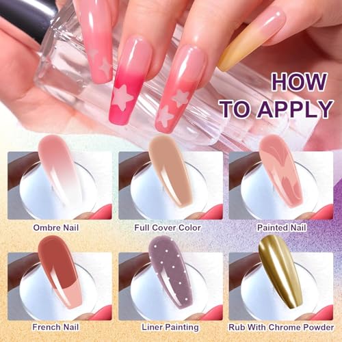 Image of THR3E STROKES Solid Cream GelPolish Set, 9 Colors Pudding Gel Nail Polish Palette with Nail Brush, Nude Pink Orange Red Solid Gel Polish Nail Art Kit Soak Off Portable Gift for Girls /Friend DIY Home (F)