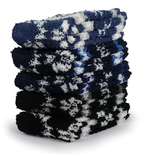 BenSorts Men Fuzzy Slipper Socks with Grips Non Slip Sole Warm House Socks Christmas Gifts2