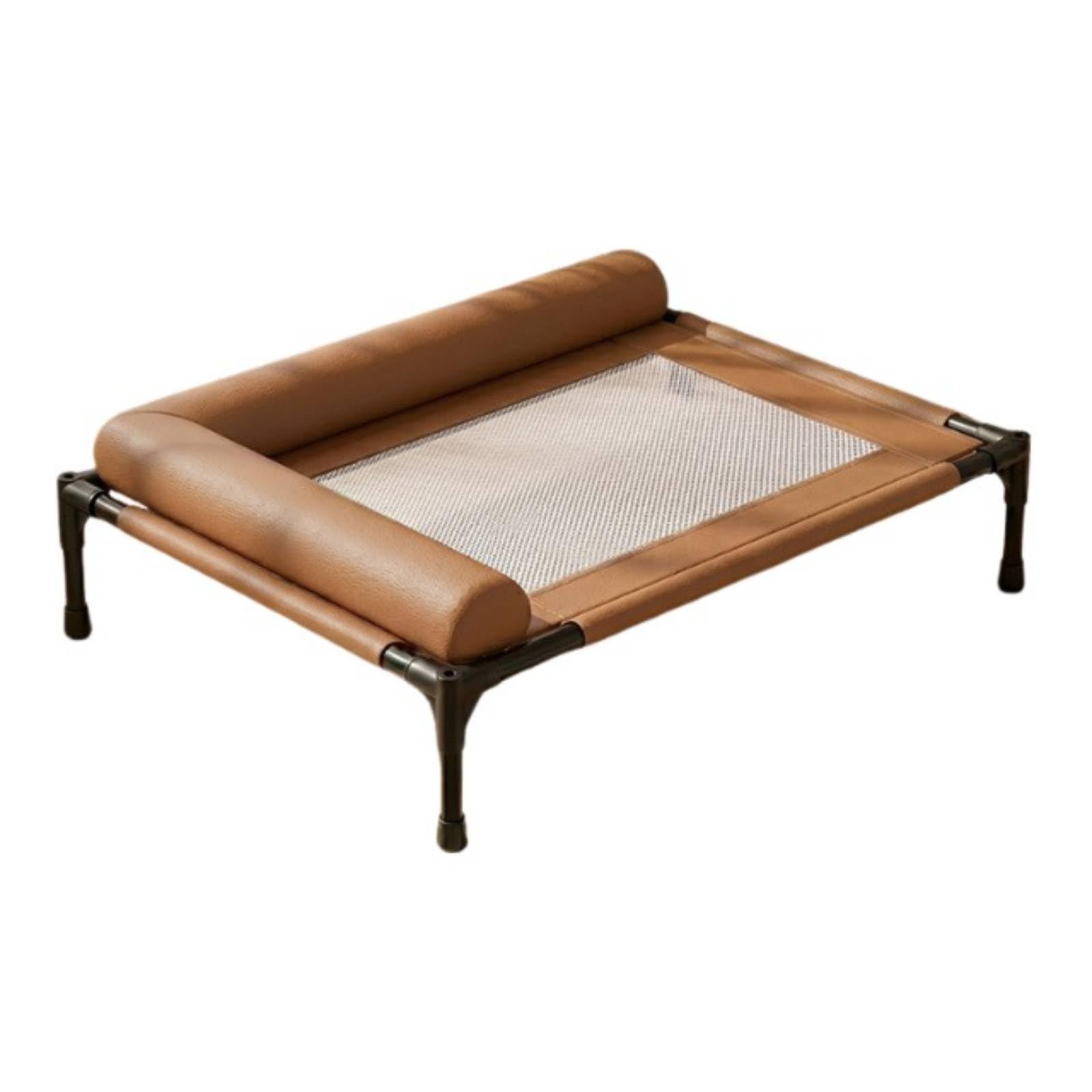 KESOTO Cuccia con Rete Estivo, Medio, 66 × 45 × 17 Cm, Fino A 15 Kg, Pelle Aggiornata Pro, Marrone Su Entrambi I Lati