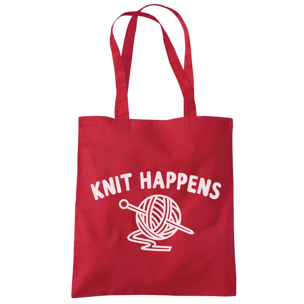 HotScamp Knit Happens - Tote Shopping Bag - Knitter Knitting One size red