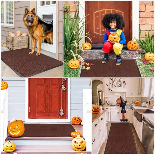 Image of BLADO Washable Door Mats - Non-Slippery Heavy Duty Doormats - Stylish & Large Rubber Door Mat - Perfect Dust Grabbing Outdoor & Indoor Door Mat (Rust, 40cm x 60cm)