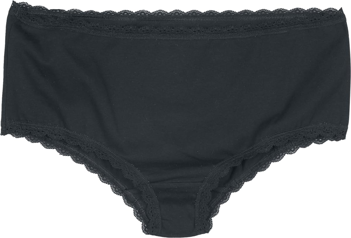Gothicana by EMP Damen schwarzes Dreierpack Unterwäsche mit Gothic Muster