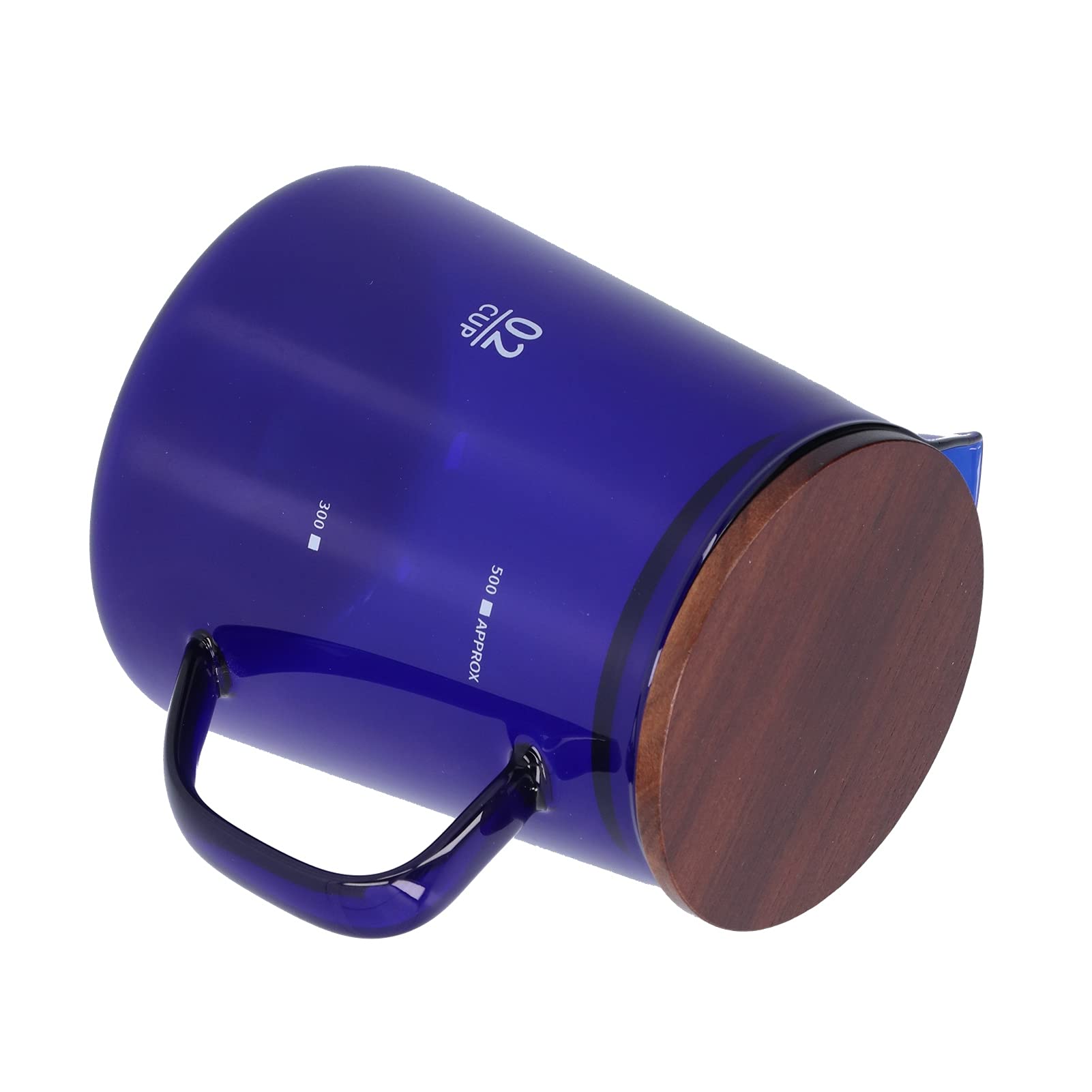 Ejoyous Servidor de café de Vidrio de Borosilicato de 500 Ml con Tapa de Madera Tetera Resistente Al Calor para el Hogar y la Oficina Verter sobre la Elaboración de Cerveza Uso con Agua Fría y (BLUE)