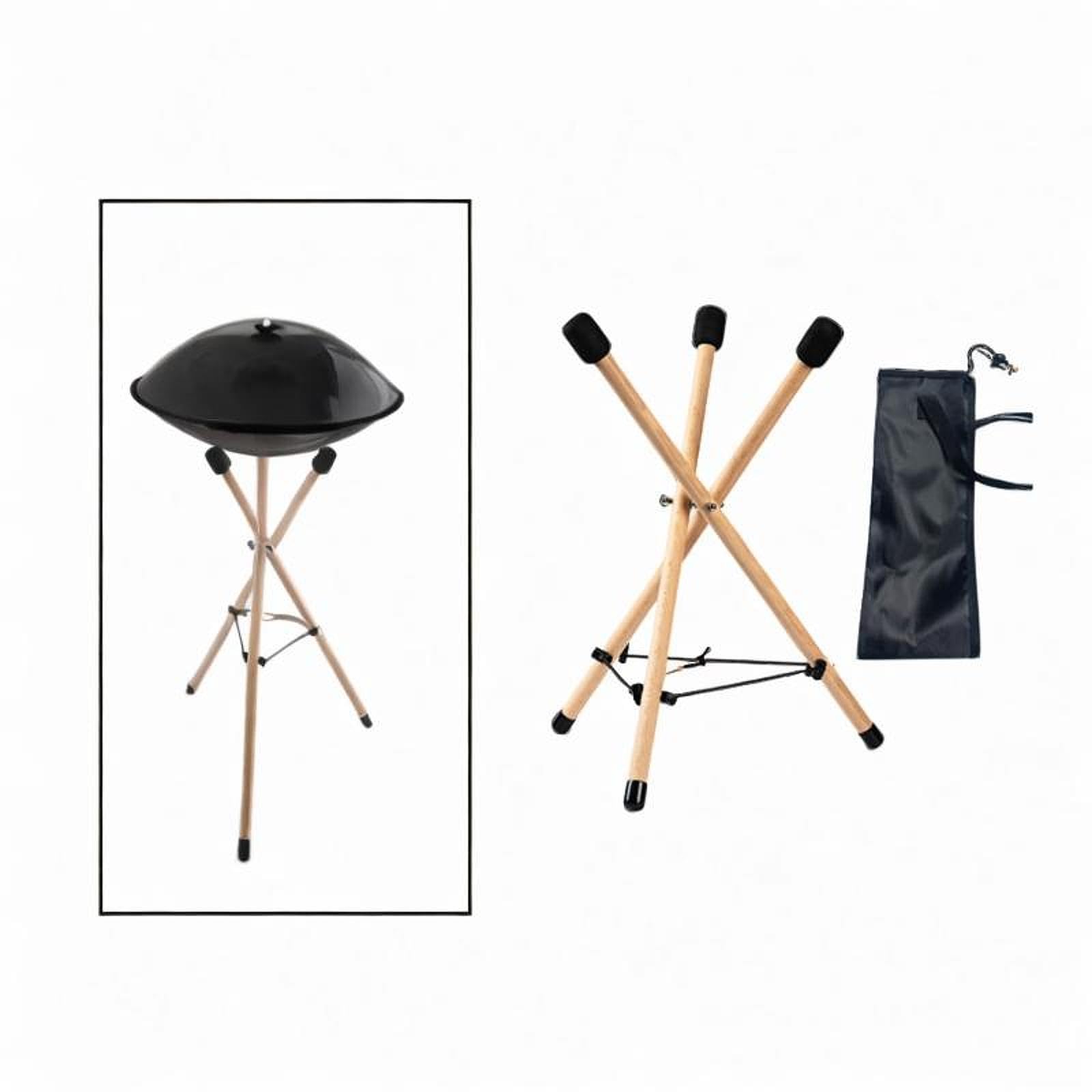 Menolana Triangle Handpan Drum Bracket Ethereal Drum Stand Anti Slip Wooden Adjustable Drum Holder Tripod for Parties Camping, L