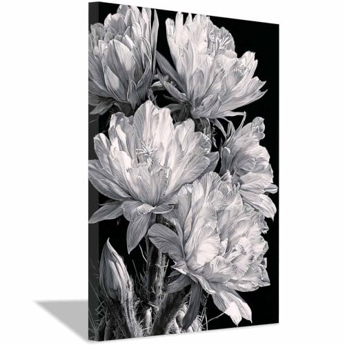 Fleurs de Nuit de Cactus affiche encadrée pour décorer un mur vide XENIOU