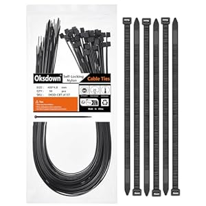 Oksdown Cable Ties 450mm×4.8mm Black Thick Heavy Duty Large Strong Nylon Plastic Self Locking 18 inch/45 cm Extra Long Zip Tie Wraps, 50 Pack