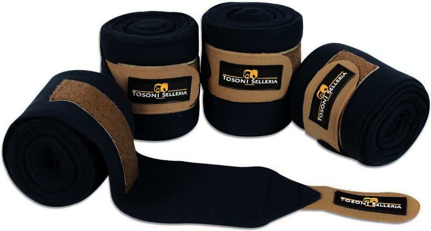 Horses Fasce Pile Antipilling Tosoni Deluxe Velcro Oro 4 pz. Protezione Cavallo