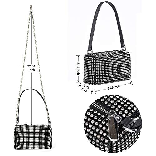 Image of Valleycomfy Bling Crystals Evening Clutch Bag for Women Girls Sparkling Crossbody Bag Wedding Prom Party Club Purses Handbags
