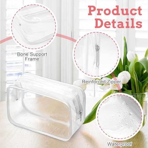 12 Pack PVC Toiletry Bags, TSA Approved, Zippered Clear Pouches for Traveling Women & Men, Quart Size3
