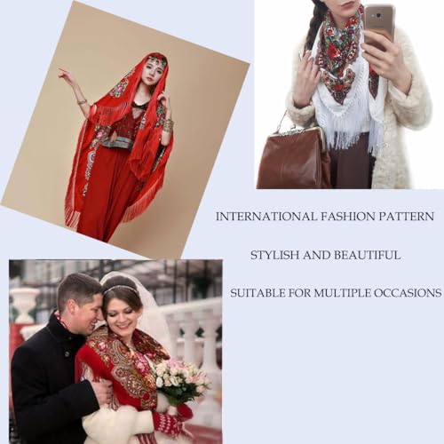 Russian Style Muffler Scarf Women's Traditional Scarf Wrap Tassel Shawl Fringes Neck Head Shawl Retro Scarf2