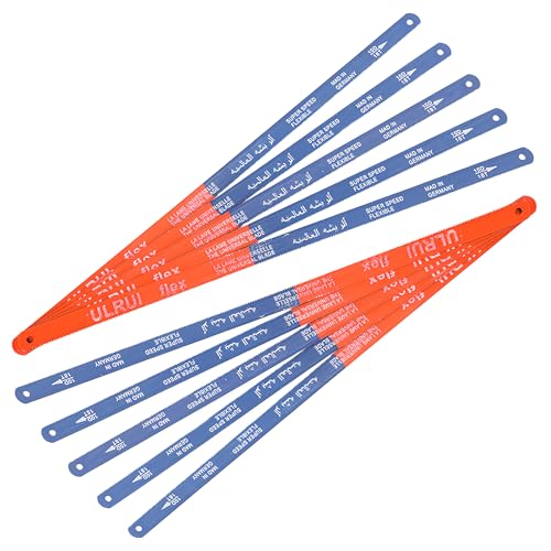 10 PCS Hacksaw Blades 300mm for Metal Cutting 12-Inch Replacement Blades Kit with 18 TPI and 24 TPI for Metal Wood and PVC