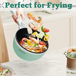Dezin hot pot electric upgraded non stick saute pan rapid noodles electric pot 15l mini portable hot pot for steak egg fried rice ramen oatmeal soup with power adjustment  urban country home decor