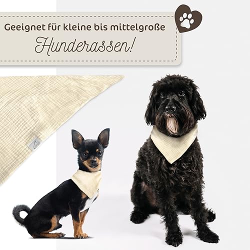 Hundehalstuch, Oeko-TEX® Standard 100 - Hunde Halstuch als Geschenk für Hundeliebhaber (Beige)