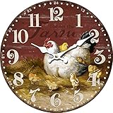 Wall Clock Life On The Farm Chickens 13' Round