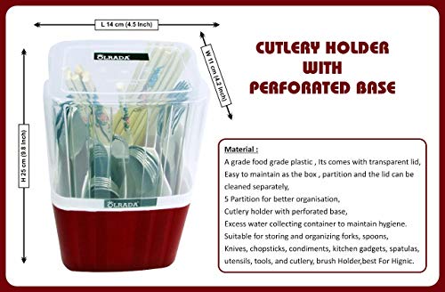 Image of Olrada Castle Cutlery Spoon Stand Holder Strainer Drainer Spoon Fork Organizer Castle Cutlery Stand(Red)