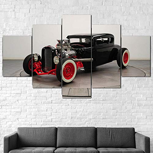 Tableau multi panneau hot rod vintage pour sublimer le design mural de votre salon moderne
