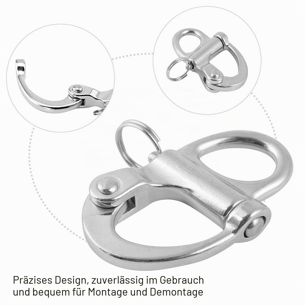 Keenso Marine Schnappschäkel, Boot 304 hochfester Edelstahl Schnappschäkel Schnellverschluss mit Rundring für Marine, Boot, Truck, Van, Caravan, Trailer